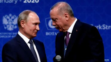 Turkish President Tayyip Erdogan and Russian President Vladimir Putin attend a ceremony marking the formal launch of the TurkStream pipeline. (File Photo: Reuters)