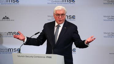 German President Frank-Walter Steinmeier speaks during the Munich Security Conference in Munich, Germany February 14, 2020. (Reuters)