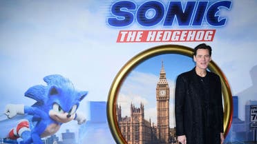 Jim Carrey arrives for a screening of new film Sonic the Hedgehog at a central London cinema. (AP)
