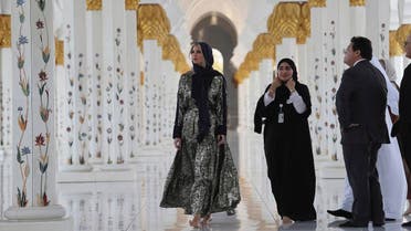 Ivanka Trump visits the Sheikh Zayed Grand Mosque in Abu Dhabi, United Arab Emirates, Saturday, Feb. 15, 2020. (AP)