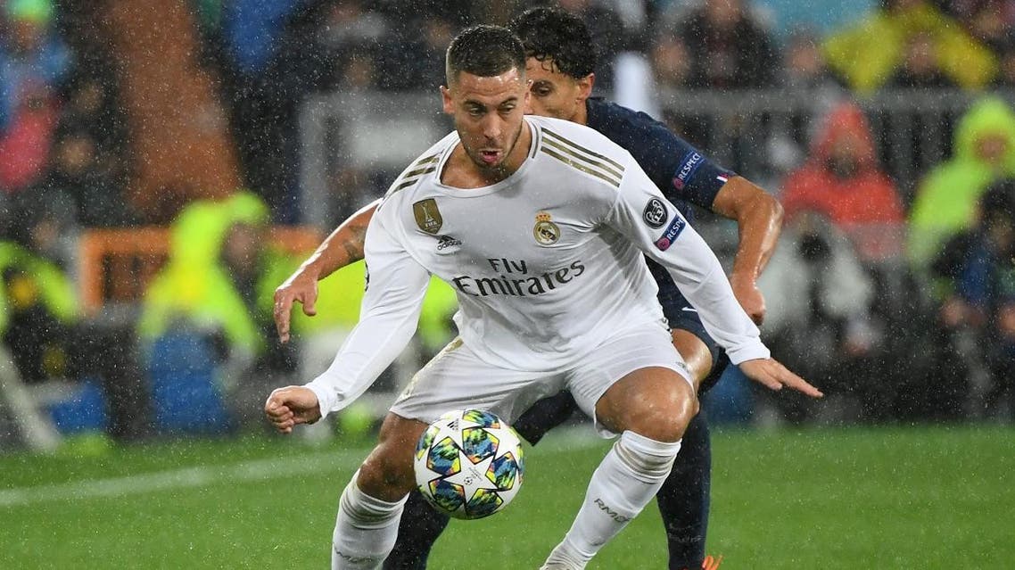 Belgian forward Eden Hazard during the UEFA Champions League group A football match against Paris Saint-Germain FC at the Santiago Bernabeu stadium in Madrid on November 26, 2019. (AFP)