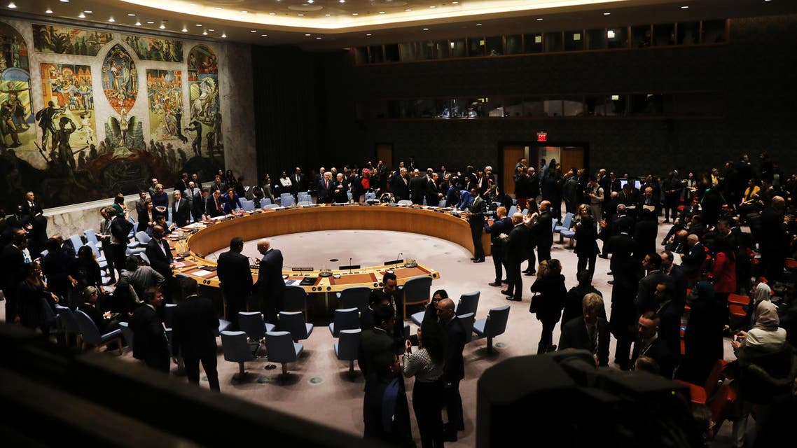 King Philippe(R) of Belgium and Queen Mathilde of Belgium attend a Security Council meeting at the United Nations at the UN headquarters on February 12, 2020 in New York City.