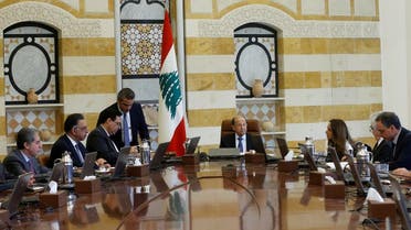 Lebanon's President Michel Aoun heads a cabinet meeting at the presidential palace in Baabda, Lebanon February 13, 2020. (Reuters)