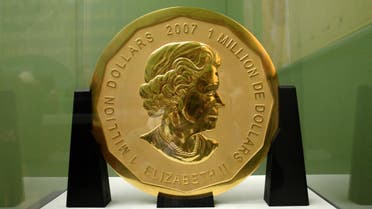 Picture taken on December 8, 2010 shows the gold coin "Big Maple Leaf" on display at Berlin's Bode Museum. (AFP)