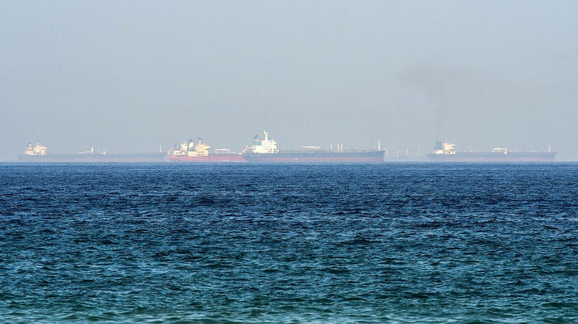 This picture taken on June 15, 2019 shows tanker ships in the waters of the Gulf of Oman off the coast of the eastern UAE emirate of Fujairah. (File photo: AFP)