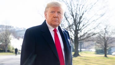 US President Donald Trump speaks to the press prior to departing on Marine One from the South Lawn of the White House in Washington, DC, February 23, 2020. (AFP)
