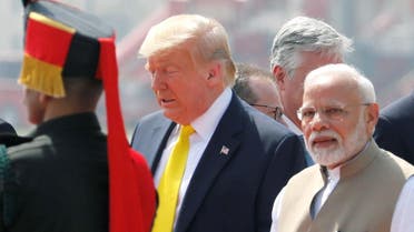 US President Donald Trump is welcomed by Indian Prime Minister Narendra Modi as he arrives at Sardar Vallabhbhai Patel International Airport in Ahmedabad, India February 24, 2020. (Photo: Reuters)