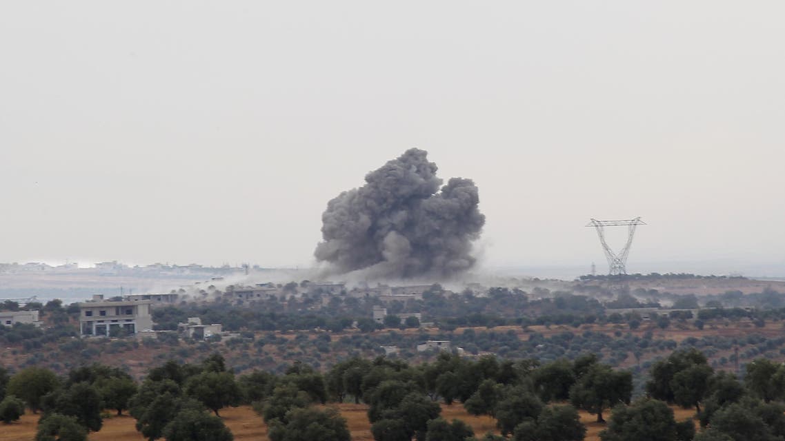 Smoke billows following a reported Russian air strike in the south of the northwestern Syrian province of Idlib near the village of Rakaya, on October 24, 2019. (AFP)