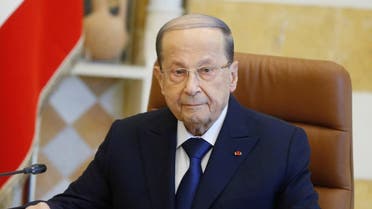 Lebanon's President Michel Aoun attends the cabinet meeting at the presidential palace in Baabda, Lebanon January 22, 2020. (Reuters)
