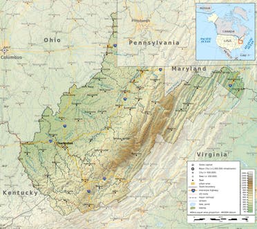 خريطة ولاية فرجينيا الغربية