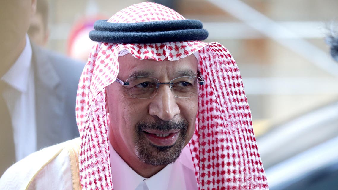 Khalid al-Falih talks to journalists as he arrives for an OPEC and non-OPEC meeting in Vienna, Austria, July 2, 2019. (File photo: Reuters)