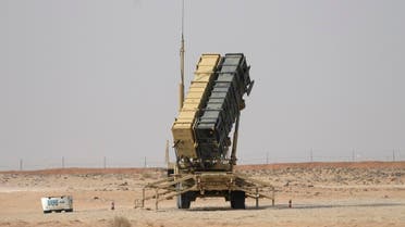A Patriot missile battery is seen near Prince Sultan air base at al-Kharj on February 20, 2020. (AFP)