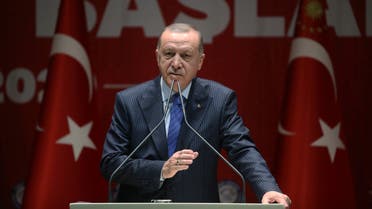 Turkish President Tayyip Erdogan speaks during a meeting of his ruling AK Party in Ankara, Turkey, February 27, 2020. Turkish Presidential Press Office/Handout via REUTERS ATTENTION EDITORS - THIS PICTURE WAS PROVIDED BY A THIRD PARTY. NO RESALES. NO ARCHIVE