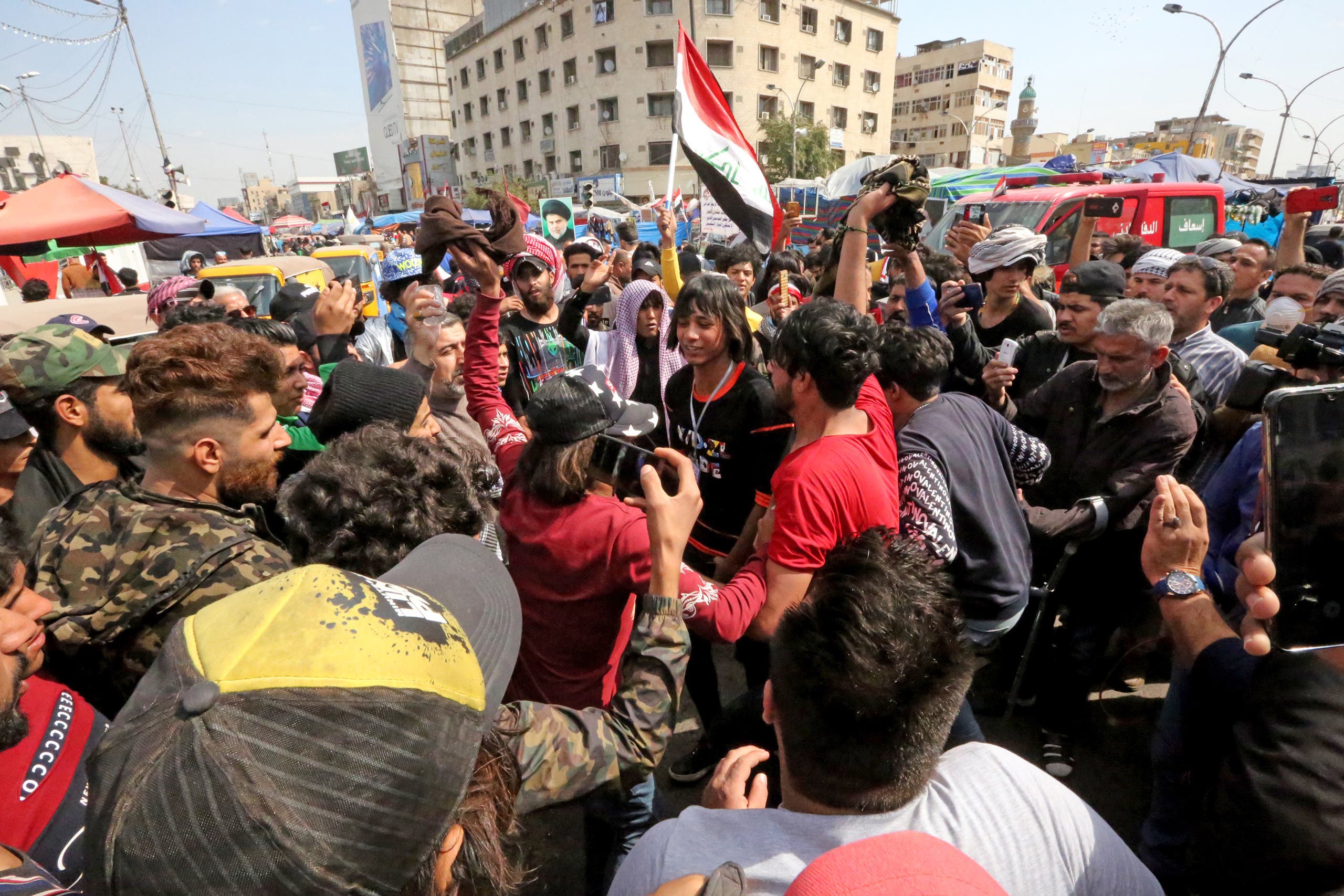 من ساحة التحرير في بغداد (الاول من مارس- فرانس برس)