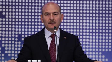 Turkey's Interior Minister Suleyman Soylu speech during a meeting to discuss cooperation on migration management in Ankara, Turkey, October 3, 2019. (File photo: AFP)