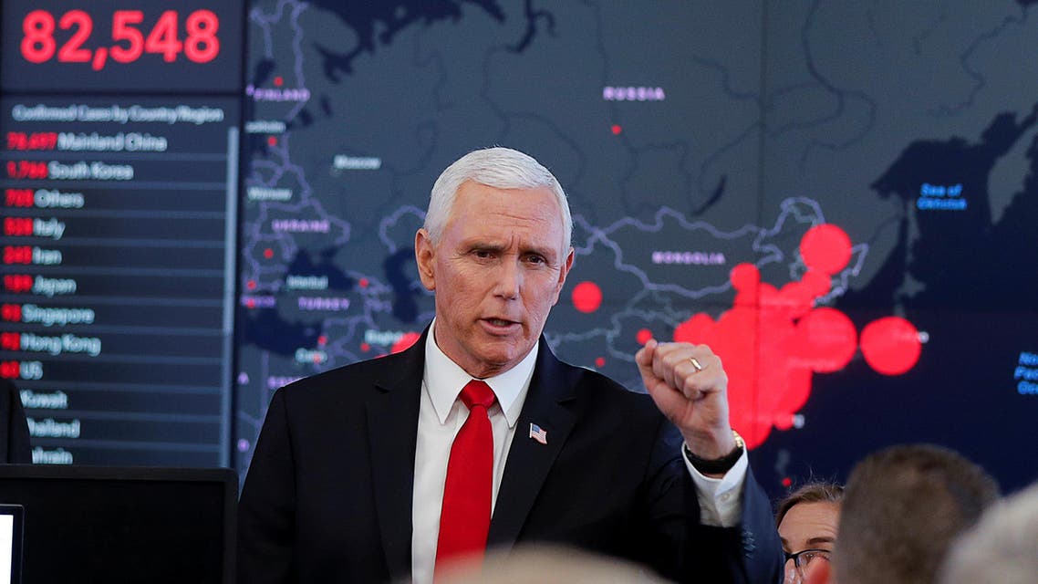 US Vice President Mike Pence speaks during a tour of the secretary's operation center following a coronavirus task force meeting at the Department of Health and Human Services (HHS) in Washington, US, February 27, 2020. (Reuters)