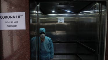 Dedicated lift for people suspected with corona virus in Hyderabad, India, March 2, 2020 (AP) 