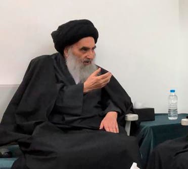 Senior Iraqi Shia cleric Ali al-Sistani in the southern Iraqi city of Najaf on March 13, 2019. (AP)
