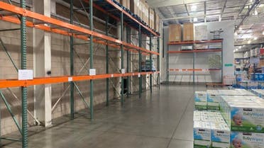 Shelves in a Coscto wearhouse are empty due to people hoarding products amid coronavirus fears. (Twitter)