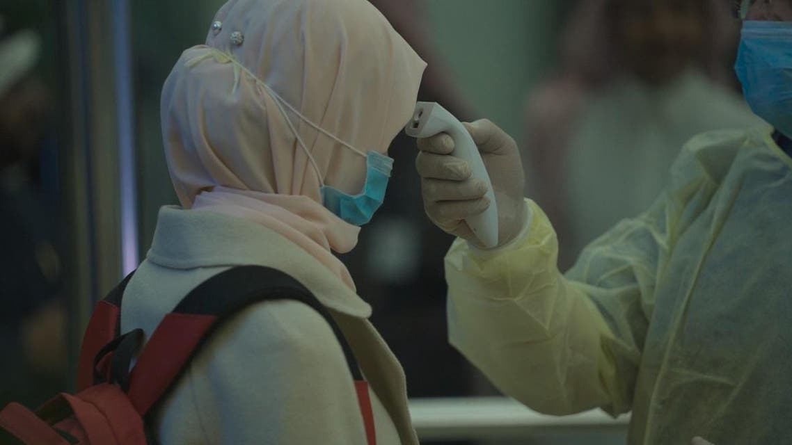 A traveler in Saudi Arabia is screened for coronavirus. (Screengrab)