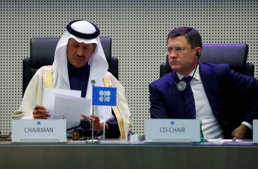 Saudi Arabia's Minister of Energy Prince Abdulaziz bin Salman Al-Saud and Russian Energy Minister Alexander Novak at a meeting in Vienna. (Reuters)