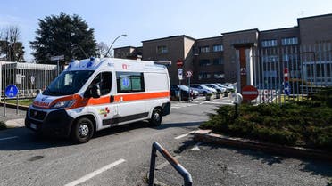 An ambulance leaves the municipal hospital in Codogno, southeast of Milan, on February 22, 2020. (AFP)