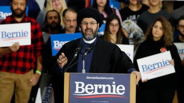 Imam Sayed Hassan Al-Qazwini speaks during a campaign rally for Democratic presidential candidate Sen. Bernie Sanders, I-Vt., in Dearborn, Mich. (AP)