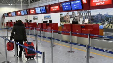 A picture shows the check-in desk Ryanair on December 15, 2017 at Rome's Ciampino airport. (AFP)
