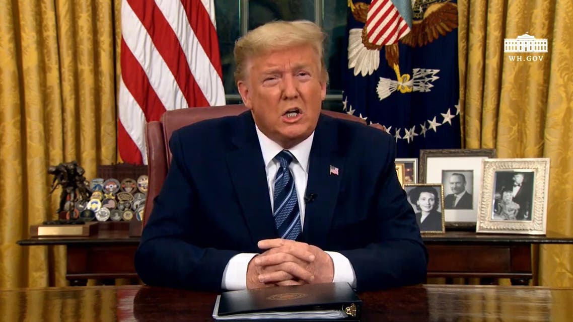 US President Donald Trump addresses the nation about strategies to combat the coronavirus. (Screengrab)