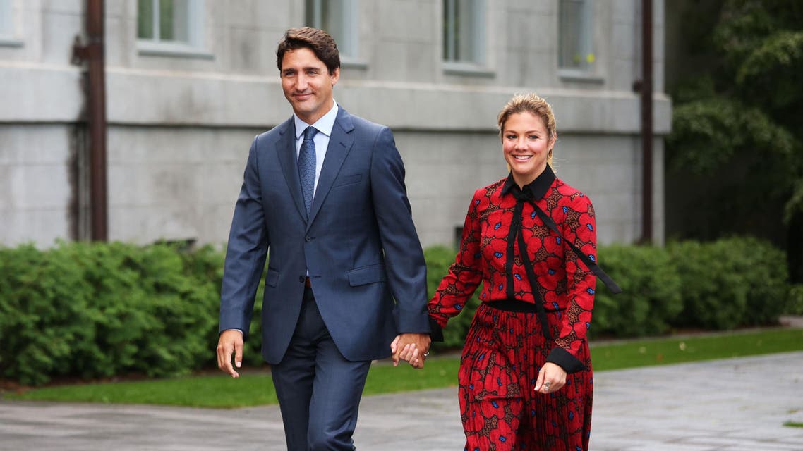 Canada's Prime Minister Justin Trudeau and his wife Sophie Gregorie Trudeau arrives at Rideau Hall in Ottawa. (AFP)