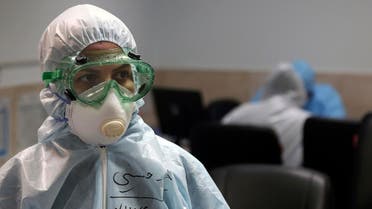 A nurse wears protective gear in a ward dedicated for people infected with the new coronavirus, at a hospital in Tehran on March 8, 2020. (AP)