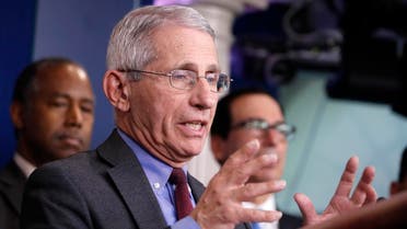 Dr. Anthony Fauci, director of the National Institute of Allergy and Infectious Diseases, speaks during a briefing on coronavirus in the Brady press briefing room at the White House, on March 14, 2020, in Washington. (AP)
