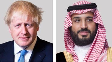 Saudi Arabia’s Crown Prince Mohammed bin Salman (R) and British Prime Minister Boris Johnson (L). (Twitter)