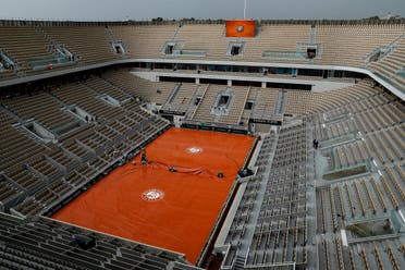 This file photo taken on June 4, last year, shows a general view of the empty Philippe Chatrier court of The Roland Garros 2019 French Open tennis tournament in Paris. (File photo: AFP)
