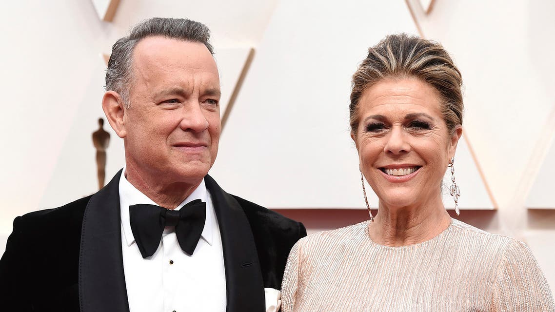 Tom Hanks, left, and Rita Wilson arrive at the Oscars at the Dolby Theatre in Los Angeles. (AP)