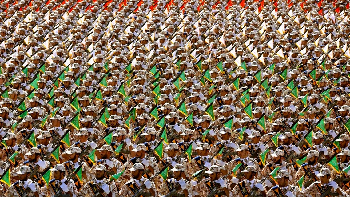 In this September 22, 2014 file photo, members of the Iran's Revolutionary Guard march during an annual military parade at the mausoleum of Ayatollah Khomeini, outside Tehran, Iran. (AP File photo)