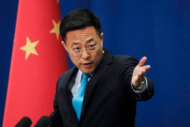 Chinese Foreign Ministry spokesman Zhao Lijian speaks during a daily briefing at the Ministry of Foreign Affairs office in Beijing on Feb. 24, 2020. (AP)