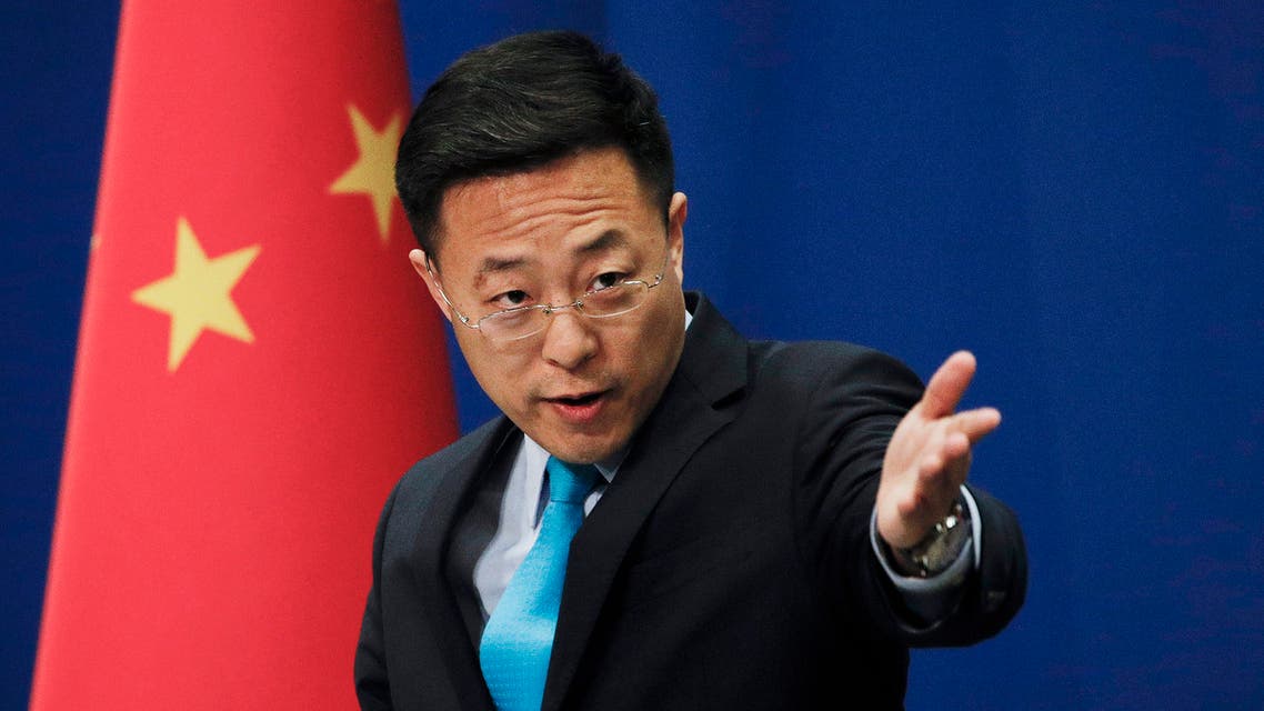 Chinese Foreign Ministry spokesman Zhao Lijian speaks during a daily briefing at the Ministry of Foreign Affairs office in Beijing on Feb. 24, 2020. (AP)