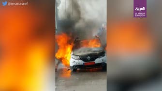 Lebanese taxi driver burns car after being fined in coronavirus lockdown