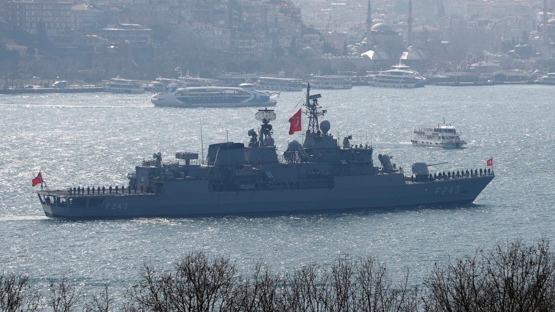 Turkish Navy frigate TCG Yildirim (F-243), returning from the Blue Homeland naval exercise, sails in the Bosphorus in Istanbul. (File photo: Reuters)
