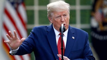President Donald Trump speaks during a coronavirus task force briefing in the Rose Garden of the White House, Sunday, March 29, 2020, in Washington, US. (AP)