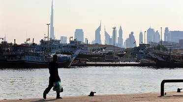A man walks at Dubai creek where ships loaded with goods, in Dubai November 24, 2013. (Reuters)