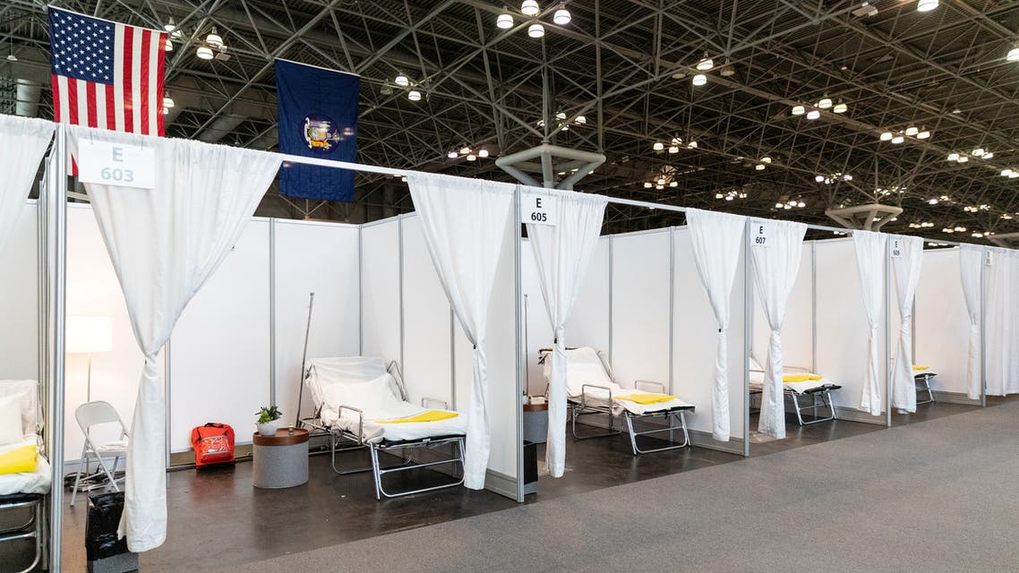 Improvised hospital rooms are seen at the Jacob K. Javits Convention Center, which will be partially converted into a hospital for patients affected by the coronavirus disease (COVID-19) in Manhattan in New York City, New York, U.S., March 27, 2020. REUTERS/Jeenah Moon