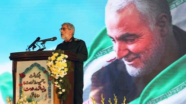 Brigadier General Esmail Ghaani, the newly appointed commander of Iran's Quds Force, reads the will of Major General Qassem Soleimani during the forty day memorial at the Grand Mosalla in Tehran. (Reuters)