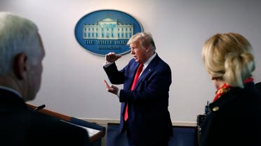 President Donald Trump speaks about the coronavirus in the James Brady Press Briefing Room of the White House. (AP)