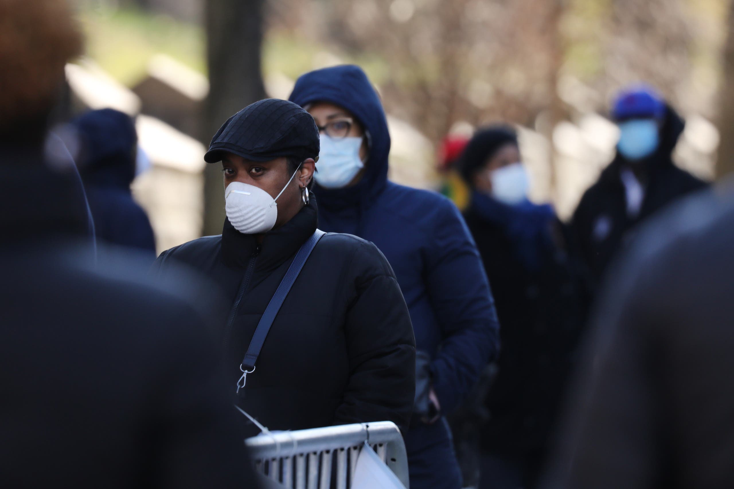 People wait to be tested for the COVID-19 outside of Brooklyn General Hospital on April 01, 2020 in New York City. (AFP)