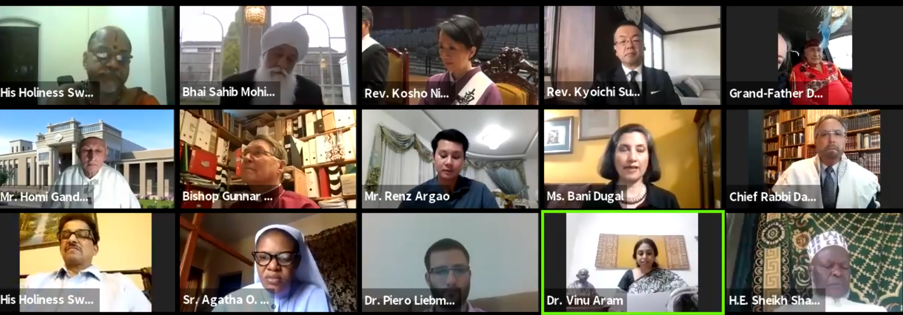 A virtual interfaith meeting held by Religions for Peace International. (Facebook)
