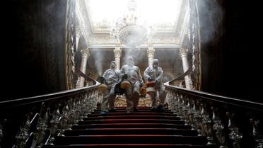 Workers in protective suits disinfect Dolmabahce Palace due to coronavirus concerns in Istanbul. (File photo: Reuters)