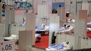 A view of a temporary field hospital set at Ifema convention and exhibition of in Madrid, Spain, Thursday, April 2, 2020. (AP)
