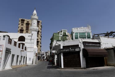 A picture taken on April 2, 2020 shows the deserted old town of Saudi Arabia's Red Sea coastal city of Jeddah. (AFP)